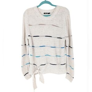 Nic + Zoe Striped Knit Sweater Cotton Linen